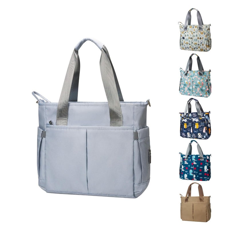 PHEBEN Store Diaper Bag Tote Satchel Waterproof Messenger Baby Diaper Bags for Mom and Dad Multifunction Medium Travel Tote Bags(Blue Grey) - Image 1